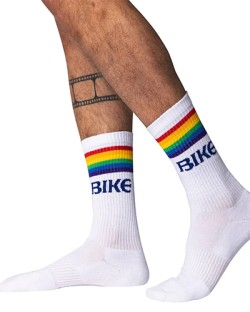 BIKE Pride Crew Socks - White