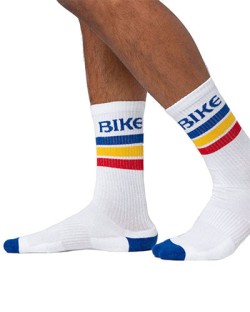BIKE Crew Socks - White/Royal Blue