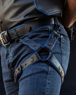 Leather Leg Harness - Blue
