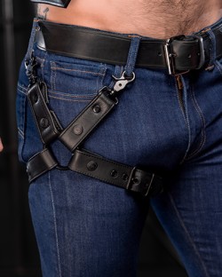 Leather Leg Harness - Black