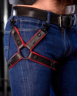Leather Leg Harness - Red