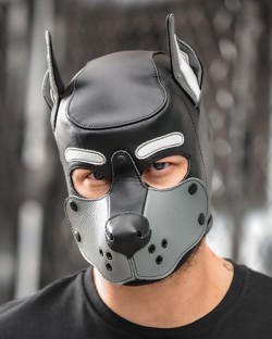 Leather K9 Hood - Grey