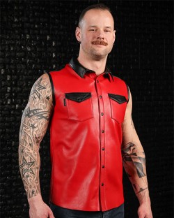 Lambskin Sleeveless Shirt - Red
