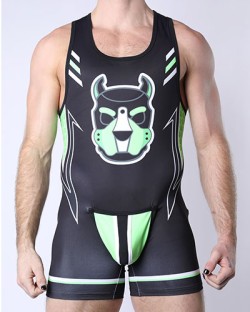 CellBlock 13 Pup Tron Zipper Singlet - Green