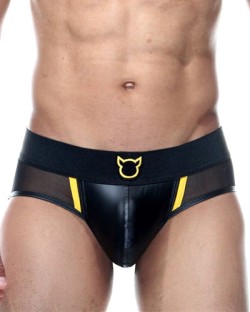 Happy Piggy's Vegan Leather and Mesh Jockstrap - Yellow