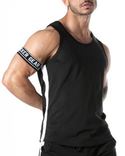 Locker Gear Sport Mesh Stripe Tank Top - Black