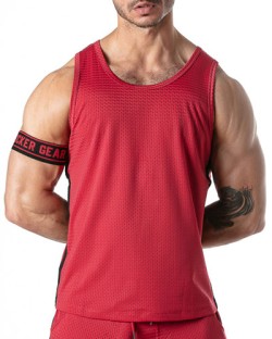 Locker Gear Sport Mesh Stripe Tank Top - Red