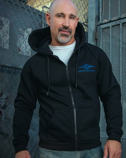 Mr. S Logo Zip Front Hoodie - Blue