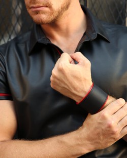 Piped Leather Wristband